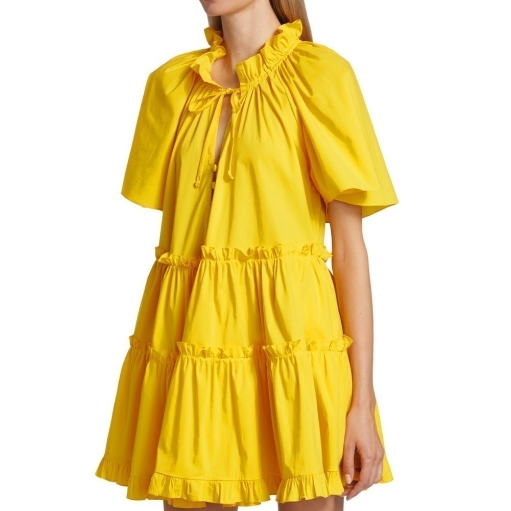 Yellow Ruffled Tiered Mini Dress